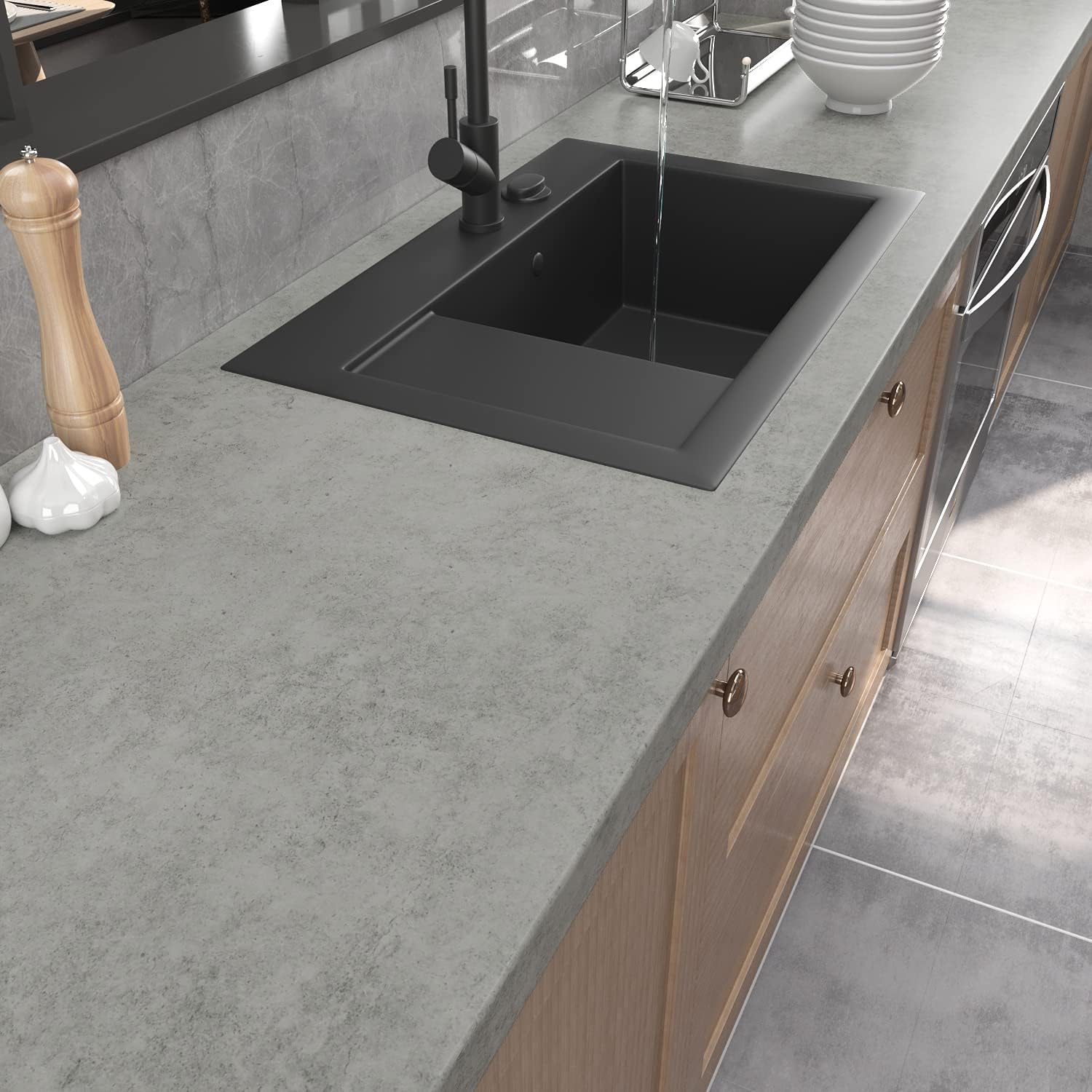 Papier peint vinyle gris cimen - Contact Cement Glue avis et prix